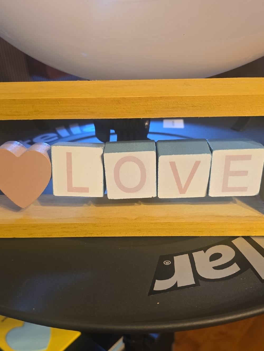 Wooden 'LOVE' Block Shelf Decor - Pastel Pink & Blue